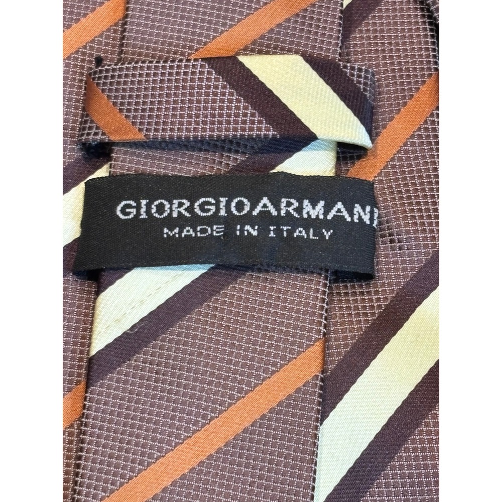 Giorgio Armani Italy 100% Silk Handmade Brown Stripe Designer Neck Tie Luxury 57